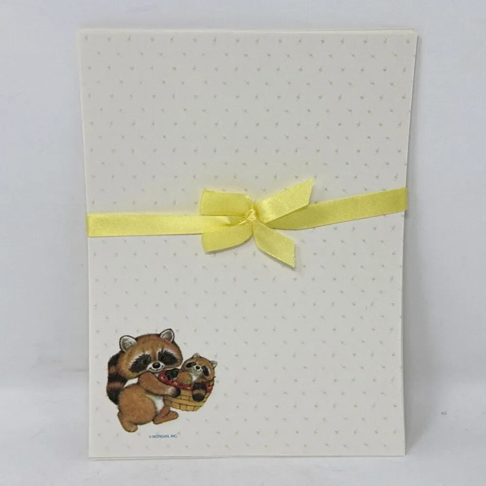 Montag Sittin Pretty Critter Sitters Stationery Raccoons Partial Box VTG 80s Lot